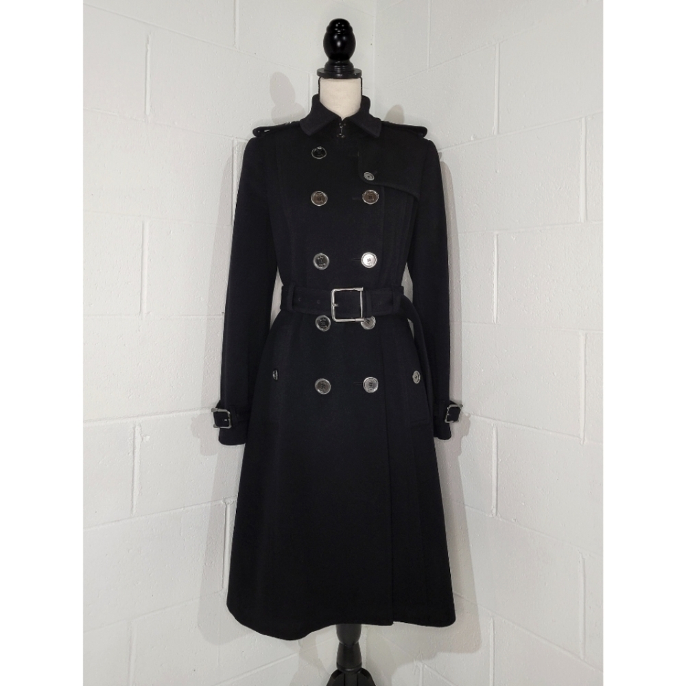 Burberry Double Breasted Wool Coat Black US 8 UK 10 Small